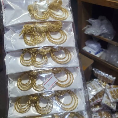 Elegant Gold Statement Earrings and Pendant