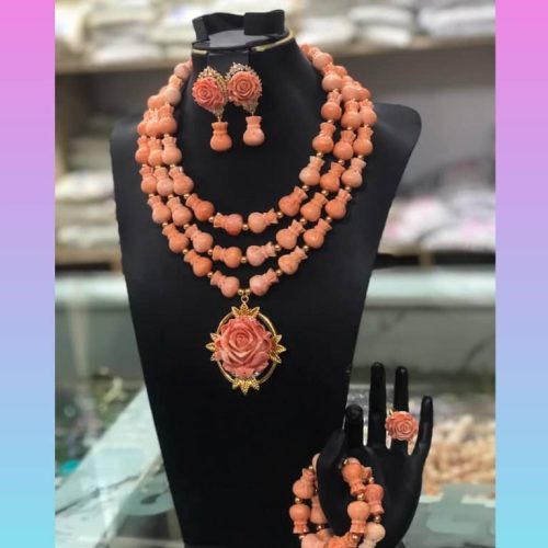 Luxury Coral Bead Jewelry Set