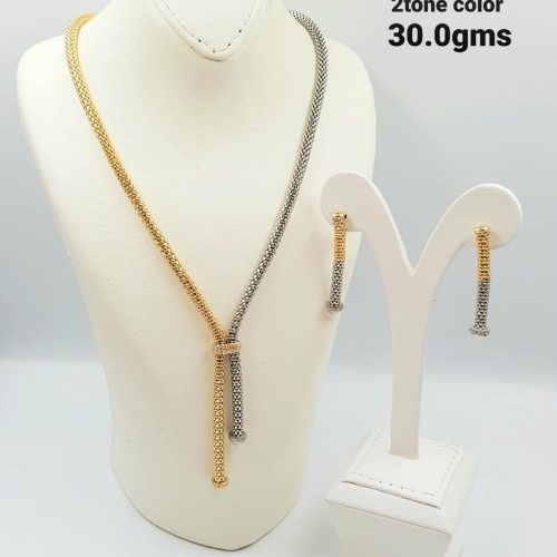 Pure Gold Two-Tone Necklace & Earring Set (Copy)