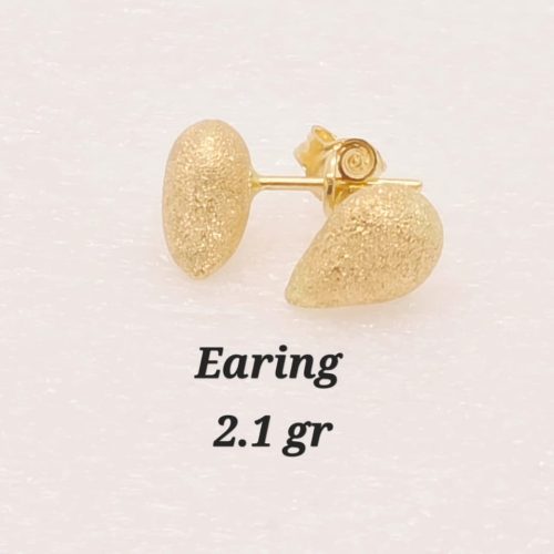 18K Gold Textured Stud Earrings 2.1gram