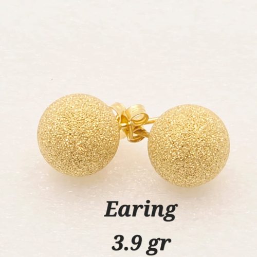 18K Gold Textured Stud Earrings 3.9gram