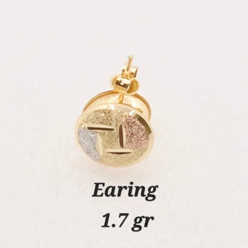 18K Gold Textured Stud Earrings 1.7gram