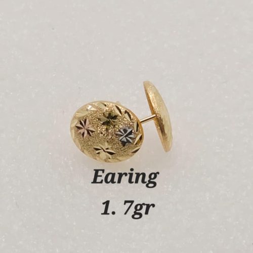 18K Gold Textured Stud Earrings 1.7gram