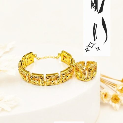 18kt Gold Bangles & Ring Set 15.6g