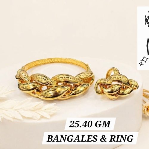 18kt Gold Bangles & Ring Set 25.4g